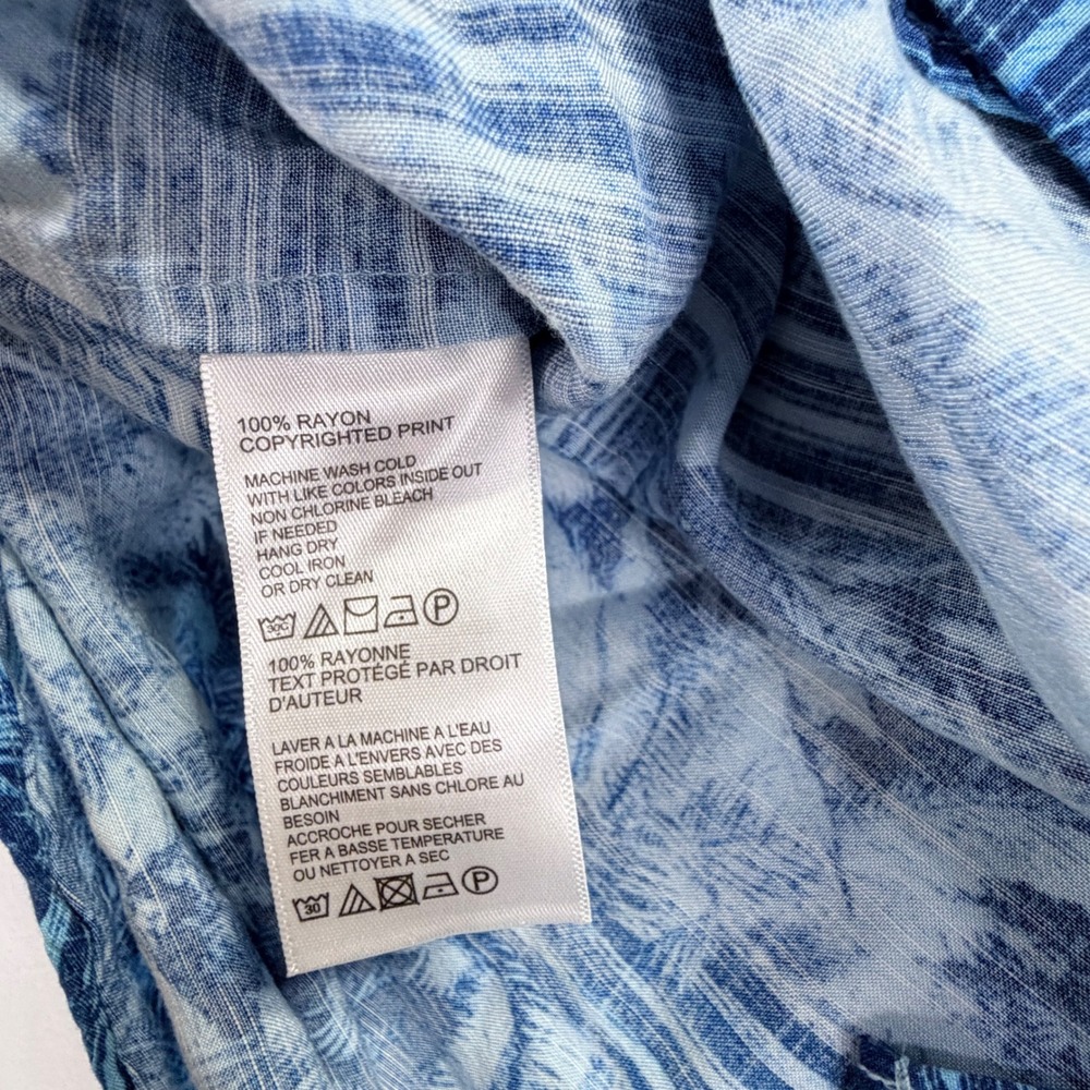 Tommy Bahama Men's Blue Palm Tree Print Short Sleeve Button‎ Up Shirt L/G - Picture 4 of 7